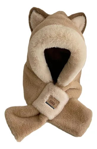 2 Bufanda Con Capucha De Felpa, Sombrero De Invierno, Caqui