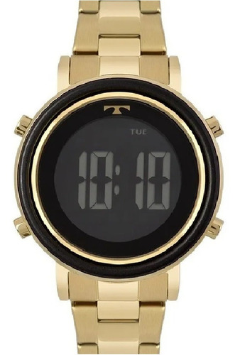 Relógio Feminino Digital Dourado Preto Aço Metal Bj3059ac/4p
