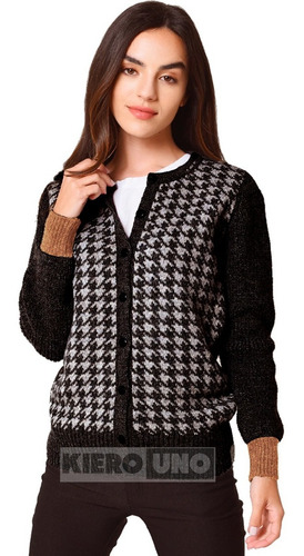 Imagen 1 de 7 de Campera De Lana Mujer Tejida Sweater Saco Con Botones
