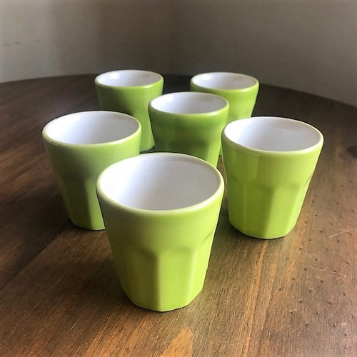 Kit 6 Copinhos Verde Porcelana 70ml