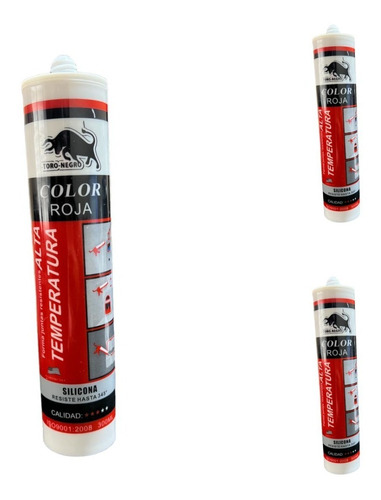 Pack 3 Silicona Roja Alta Temperatura 345º Color Rojo 300ml