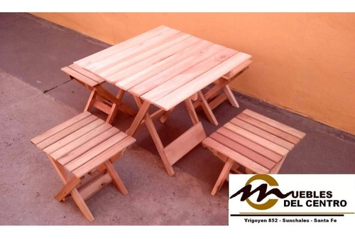 Juego Camping Plegable De Madera