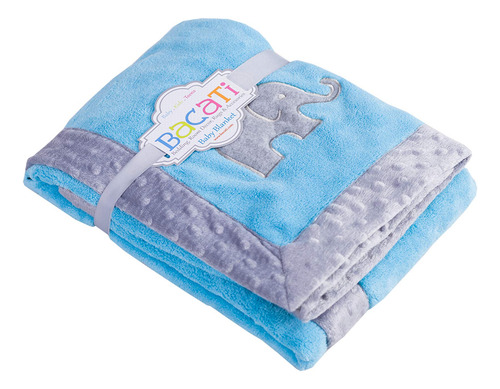 Bacati Elephants Blankets, Aqua With Grey Border Ealgblk1