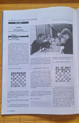Ajedrez, Revista Jaque (1994) Karpov Ganador Linares