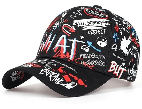 Gorra Jockey Béisbol Estampado Grafitti Unisex Negro