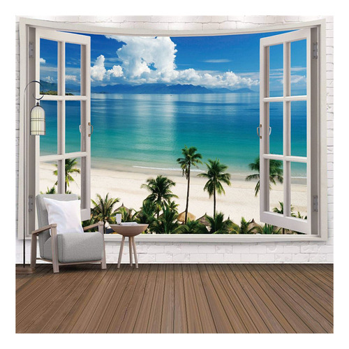 Tapiz De Pared Con Diseño De Ventana, Diseño De Paisaje, 150