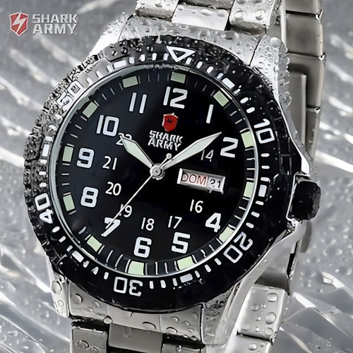 Relógio Masculino Pulso Shark Army Aries Data Dia