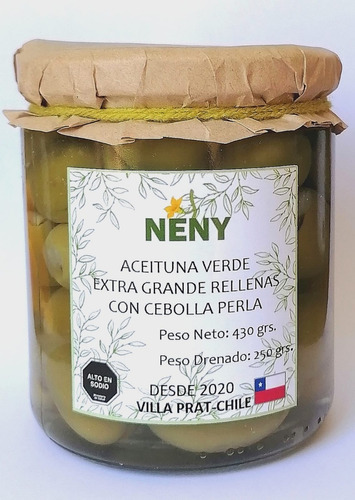 Aceitunas Verdes Extragrandes Rellenas Con Cebolla Perla 