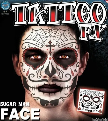Tatuajes Temporales Para Rostro Disfraz Para Fiesta Color Varios Sugar Man
