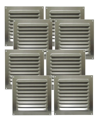 Imagem 1 de 5 de Kit 8 Grades De Ventilação Quadrada De Alumínio Itc 20x20 Cm