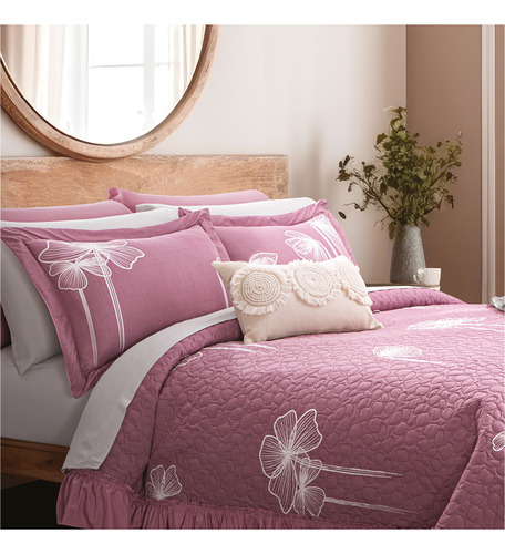 Colcha King Size Rosa Neo Selma Con Fundas Concord