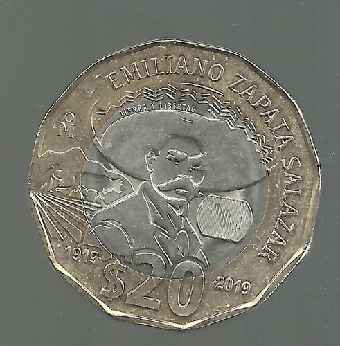 Mexico 20 Pesos 2019 Emiliano Zapata  Unc