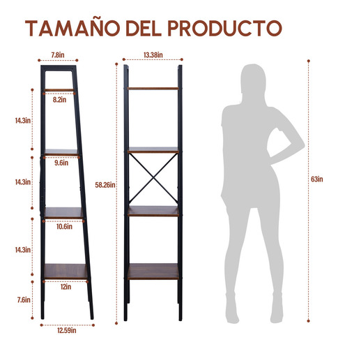 Estante Librero De 4 Capas Estantería Minimalista Modernos Librero Delgado Estante Librero Librero Minimalista Librero Industrial Libreros Baratos Mueble Librero Color Marrón Oscuro