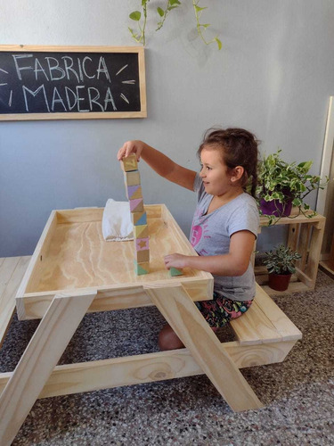 Imagen 8 de 10 de Mesa Arenera, Arenero Infantil Sin Pintar, Arenero De Madera