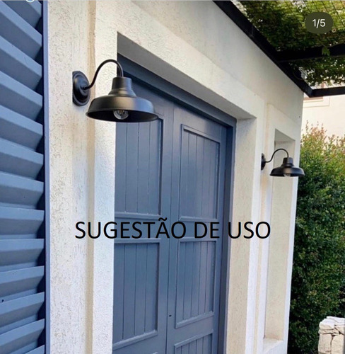 Arandela Luminaria Retro Industrial Meia Lua Bacia Estrutura Preto