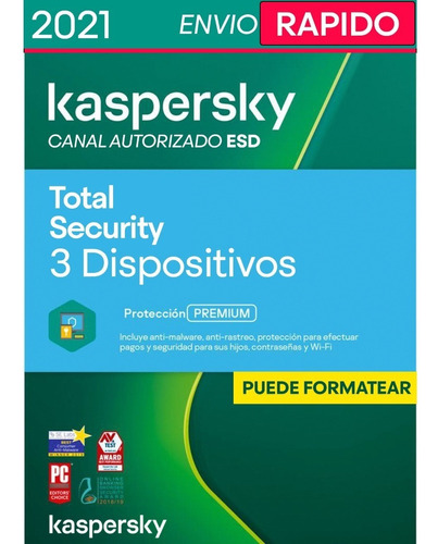 Imagen 1 de 4 de Kaspersky Total Security 3 Disp. 1 Año Licencia Original