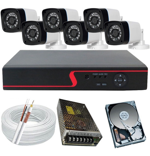 Kit 6 Câmeras Infra Imagens Hd 1.3 Mp 720p Dvr 8 Canais P2p