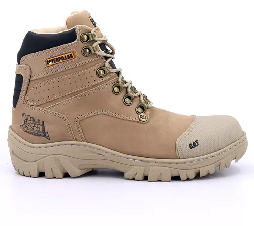 Bota Caterpillar Coturno Adventure Em Couro Legítimo Areia