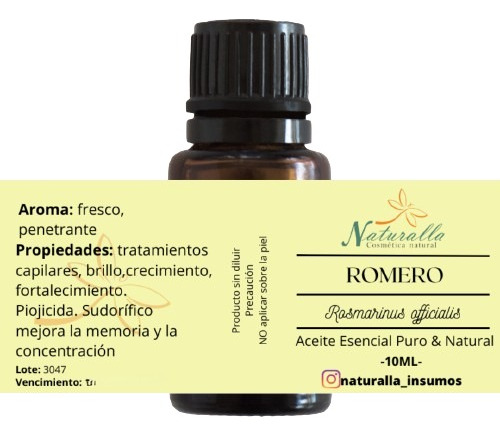 Aceite Esencial De Romero Puro Y Natural Envase De 10 Ml