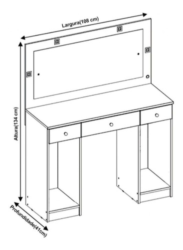 Tocador Con Espejo Luz Para Maquillaje Dormitorio Cajonera