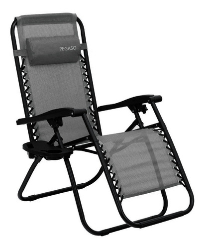 Set De2 Silla Camastro Plegable Gravedad 0+porta Vaso Pegaso Color Gris
