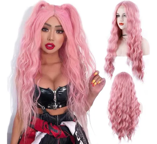 comprar Peluca Wecan De Pelo Sintético Rosa De 71 Cm De Largo Para M