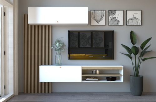 Imagen 7 de 7 de Centro De Entretenimiento Rack Tv Led Flotante Moderno Cuota