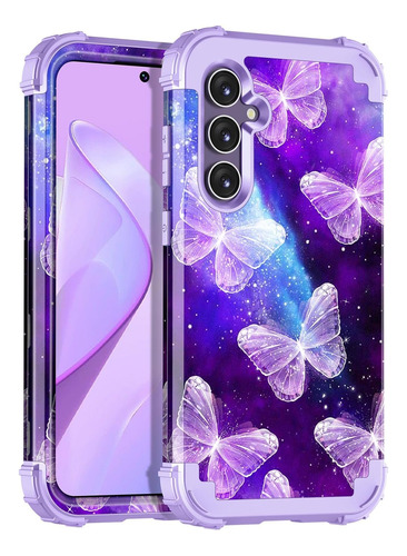 Funda Con Mariposas Resistente Para  Samsung Galaxy S24,