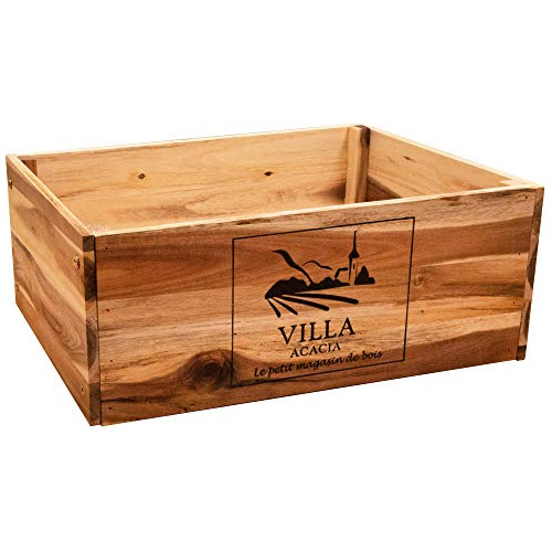 Large Wooden Wine Crate, Holds Dozen Wine Bottles For S...