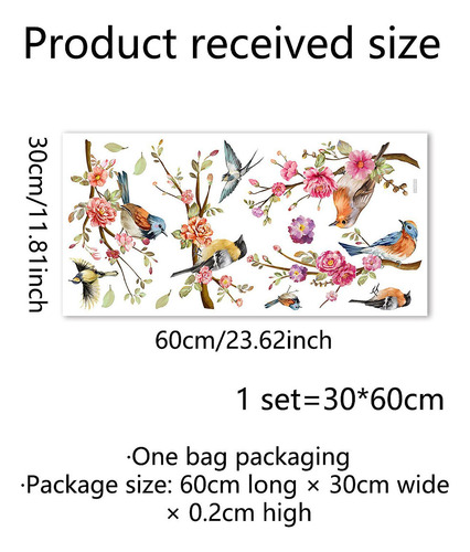 Para Ventana Con Diseño De Ramas De Pájaros De Primavera Y