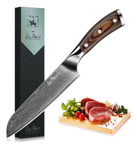 Latim's - Cuchillo De Chef Profesional Santoku De 7 Pulgadas