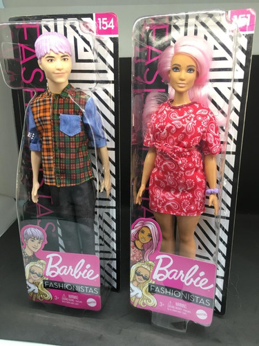 Lote  Casal Barbie Fashionistas Ken E Barbie 151 E 154