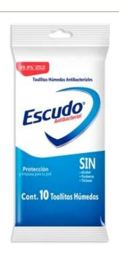 Imagen 1 de 3 de Toallitas Desinfectantes Escudo Con 10 Toallas Elimina 99.9%
