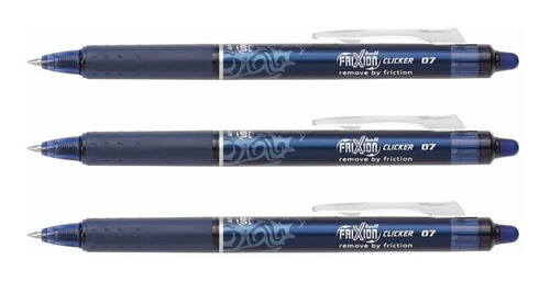 Lapicera Pilot Frixion Retractil Roller Borrable Pack X3 Color de la tinta Azul oscuro Color del exterior Clicker