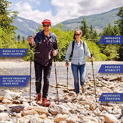 Cascade Mountain Tech Bastones de trekking - Bastones de fibra de carbono  para caminar o senderismo con cerraduras ajustables rápidas