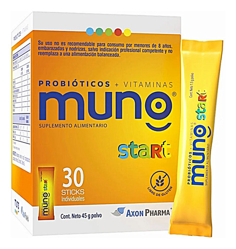 Muno Start Probióticos + Vitaminas 1,5gr 30 Sticks