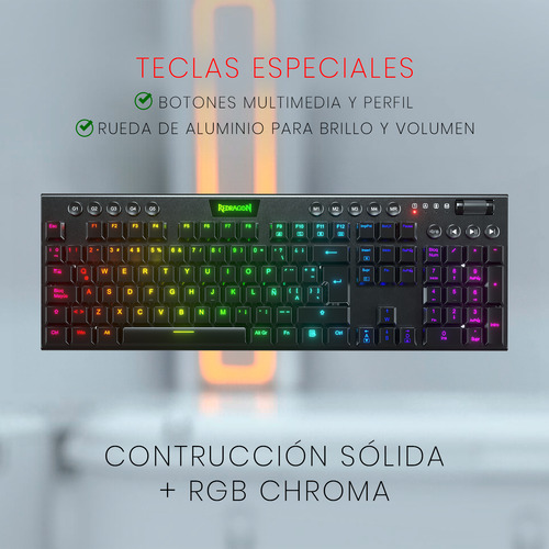 Teclado Gamer Redragon K619 Horus Cableado Usb Switch Rojo Color del teclado Negro Idioma Español Latinoamérica