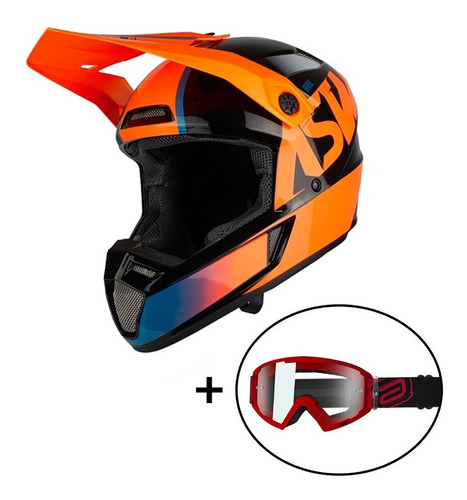 Capacete Asw Bridge Laranja + Óculos A2 Forever Lançamento