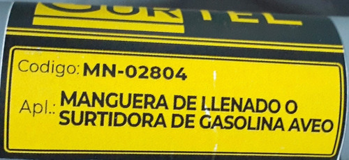 Imagen 4 de 5 de Manguera Llenado O Surtidora Gasolina Aveo