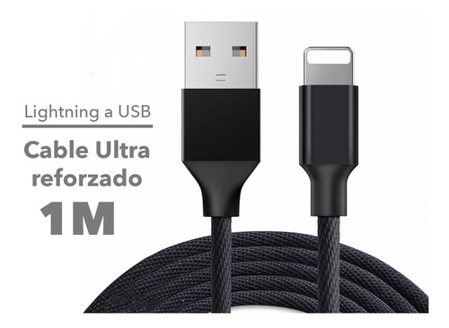 Imagen 2 de 6 de Cable Reforzado Cargador Compatible iPhone - iPad 1 Metro