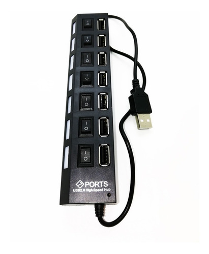 Imagen 2 de 3 de Hub Usb 7 Puerto Extension Multiplicador Switch Luces Skyway