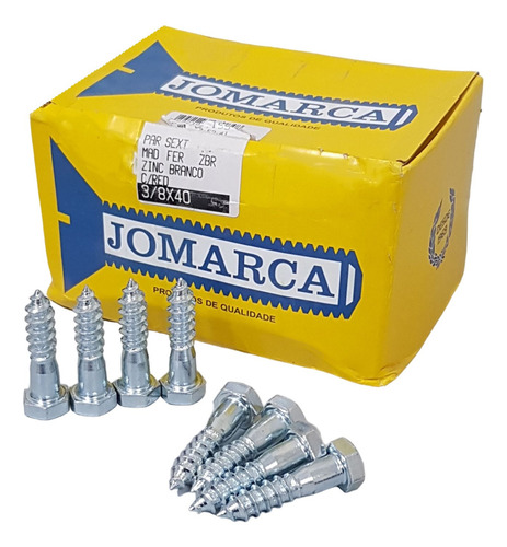 100 Tornillos Tirafondo Hexagonal Zincado 3/8 X 1