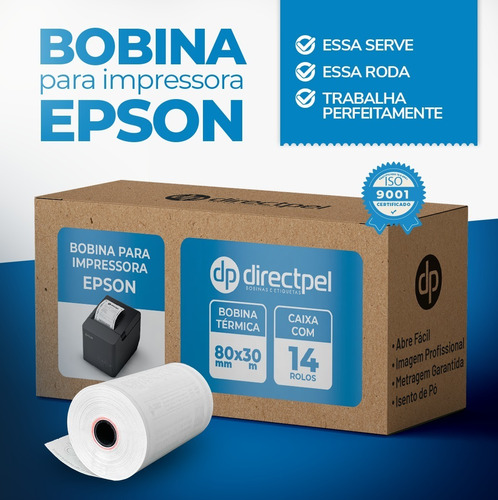 Directpel Bobina Epson Tm-t20x Impressora Nao Fiscal Usb Cor Branco