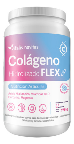 Suplemento Colágeno Hidrolizado Flex Nutrición Articular En Polvo Sabor Citrico En Pote De 375g Vitalis Navitas