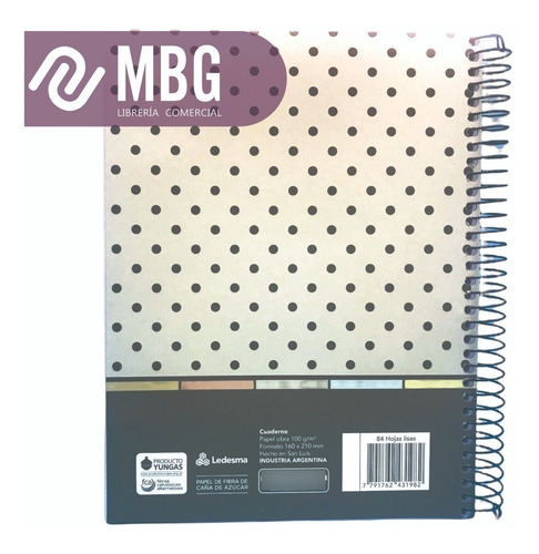 Imagen 4 de 6 de Cuaderno A5 Ledesma Metal Lunar 16x21 Cm 84 Hojas Lisas