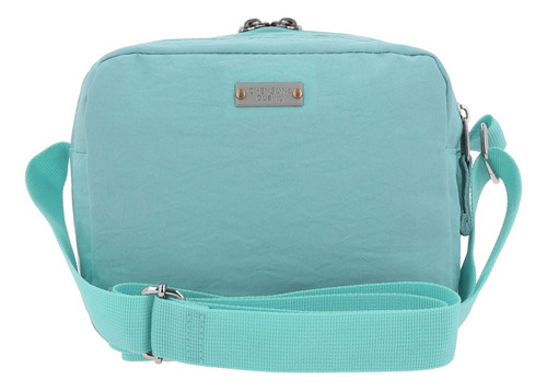 Crossbody Chenson 1818 Turquesa Zilp Impermeable 1866551-t Acabado De Los Herrajes Níquel Diseño De La Tela Liso