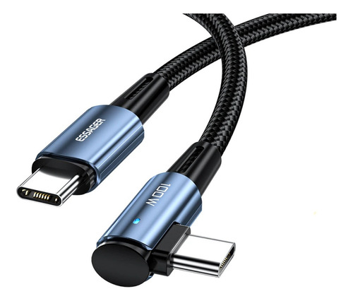 Cabo Rápido Ângulo De 90° Essager 100w Usb-c/ Tipo C 2 Mts Cor Azul