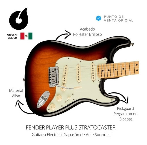 Imagen 3 de 10 de Guitarra Eléctrica Fender Player Plus Stratocaster Sunburst