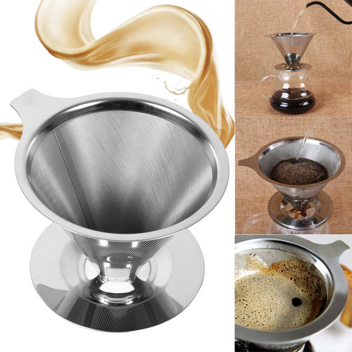 Cafetera Pour Over Acero Inoxidable Filtro Doble Malla