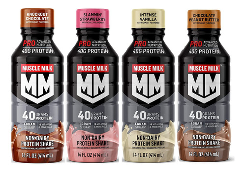 Muscle Milk Pro Series Batido De Proteinas, 4 Sabores Variad